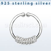 agsep12i anillo septum falso plata 925 1mm cuerda gruesa envuelta alrededor 12mm al por mayor
