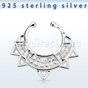 agsepd10 falso septum plata 925 1mm amplio grabado indio 12mm mayorista