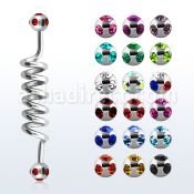 bbcm barbell industrial espiral acero quirurgico bolas multi joya 5mm mayorista