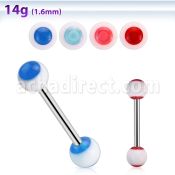 bbdxl barbell lengua acero quirurgico bolas acrilicas blancas 6mm puntos azules 16mm distribuidor mayorista