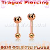 bbertt35 barbell tragus acero quirurgico pvd oro rosa bola 4mm joya bisel bola 3mm 14 6mm venta
