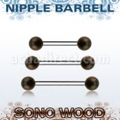bbnpsn5 barbell pezon organico barra acero 316l bolas madera sono 5mm venta