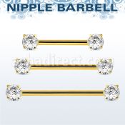bbnpt2z barbell pezon acero 316l anodizado dorado zirconitas s redondas 5mm hecho laton oro venta por mayor