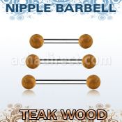 bbnpte5 barbell pezon organico barra acero 316l bolas madera teca 5mm venta