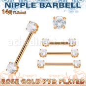 bbnptt2z barbell pezon acero 316l anodizado oro rosa zirconitas s redondas 5mm hecho laton oro rosa al por mayor