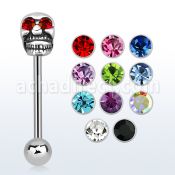 bbskc barbell lengua acero quirurgico calavera acero quirurgico fundida ojos cristal bola 6mm venta
