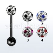 bbtfr6a barbell lengua acero quirurgico anodizado bola multi cristal ferido 6mm puntos bola anodizada 6mm distribuidor