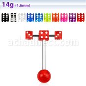 bbvdspn barbell lengua acero quirurgico dado acrilico uv 5mm cruzado por barbell 8mm dados 4mm mismo color 16mm distribuidor