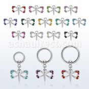 bcrg761 aro bola presion acero colgante mariposa pequena colgante laton chapado plata