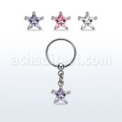 bcrszs6 aro acero quirurgico 316l bola presion colgante 6mm estrella zirconia plata al por mayor