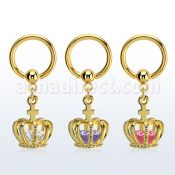 bcrtgz6 aro bola presion acero 316l pvd dorado colgante corona zirconia oro distribuidor mayorista