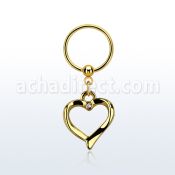 bcrts666 aro bola presion acero 316l pvd dorado corazon colgado cristal transparente mayorista