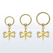 bcrts761 aro bola presion acero chapado pvd dorado pequeno colgante cristal libelula colgante laton chapado oro