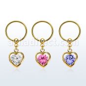 bcrtsz10 aro bola presion acero 316l pvd dorado colgante corazon zirconia redonda medio oro distribuidor mayorista