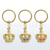 bcrtsz12 aro bola presion acero 316l pvd dorado colgante corona zirconia oro mayorista