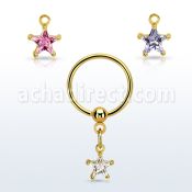 bcrtsz8 aro bola presion acero 316l pvd dorado colgante zirconita estrella 6mm oro distribuidor