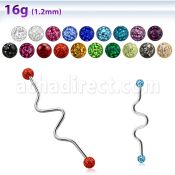 bdaf4 barbell industrial zig zag acero quirurgico bolas multi cristal ferido 4mm 38mm mayorista