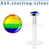bilg18 labret bio flexible transparente plata esterlina presion 3mm logo bandera orgullo gay distribuidor mayorista
