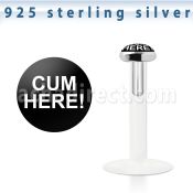 bilg25 labret bio flexible transparente plata esterlina presion 3mm logo las letras cum here! blancas fondo negro distribuidor mayorista