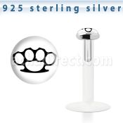 bilg37 labret bio flexible transparente plata esterlina presion 3mm logo puno americo negro fondo blanco venta