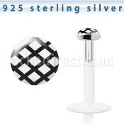 bilg42 labret bio flexible transparente plata esterlina presion 3mm logo malla negra distribuidor mayorista