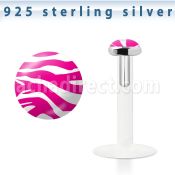 bilg51 labret bio flexible transparente plata esterlina presion logo rayas cebra rosas blancas al por mayor
