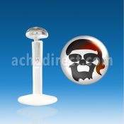bilg7 labret bio flexible transparente plata esterlina presion 3mm logo cabeza pirata distribuidor