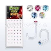 biswmx40 caja 40 piercing nariz l bio flexible 1mm cristal redondos 1 5mm mayorista