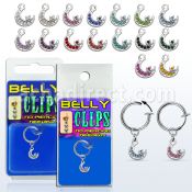 blcp734 piercing falso clip ombligo luna cristal 1 pieza mayorista