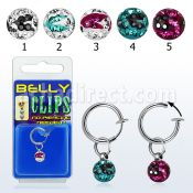 blcpt117c piercing falso clip ombligo bola multi cristal ferido 5mm patron rayas cebra pack blister al por mayor