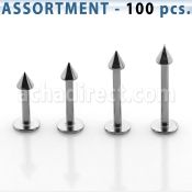 blk04b surtido piercings 100 labrets acero quirurgico cono 2 5mm al por mayor