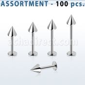 blk04d surtido piercings 100 labrets acero quirurgico cono 4mm al por mayor