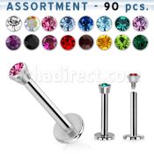 blk06 surtido piercings 90 labrets acero quirurgico rosca interna cristal 2 5mm distribuidor mayorista
