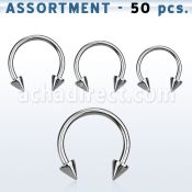 blk110 surtido piercings 50 barbells circulares acero quirurgico conos 5mm al por mayor