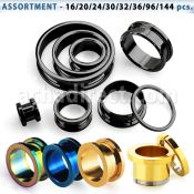 blk12 bulk body assortment pvd plated surgical steel screw fit flesh tunnels