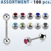 blk17 surtido piercings 100 surtidas barbells lengua acero 316l bola joya bisel 6mm bola acero liso 6mm inferior al por mayor