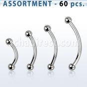 blk18c surtido piercings pack 60 bananas ceja acero quirurgico 1mm bolas 2mm distribuidor