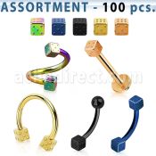 blk209 surtido piercings acero 316l anodizado dados espiral banana ombligo labret barbell circular al por mayor