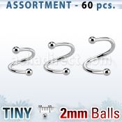 blk219c surtido piercings 60 espirales acero quirurgico 1mm bolas 2mm venta