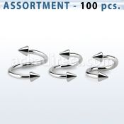 blk220a surtido piercings 100 espirales acero quirurgico conos 3mm distribuidor mayorista