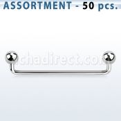 blk227 surtido piercings 50 barbells superficiales industriales variados 90 grados bolas 5mm venta