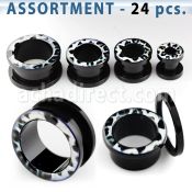 blk238 surtido piercings 24 dilataciones tunel acrilico negro logo leopardo las nieves al por mayor