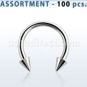 blk23b surtido piercings 100 barbells circulares ceja acero quirurgico conos 2 5mm venta