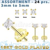 blk265s surtido piercings plata 24 pares piercings oreja plata esterlina 925 oro 18 kts zirconia cuadrada venta