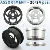 blk306 surtido piercings 24 dilataciones tunel tornillo acero brillo espejo acero anodizado al por mayor