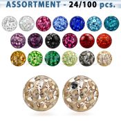 blk317 surtido piercings 24 100 bolas multi cristal 5mm rosca . el precio es tan bajo como 1 34$ por pieza al por mayor