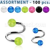 blk31 surtido piercings 100 espirales acero quirurgico bolas acrilico uv distribuidor