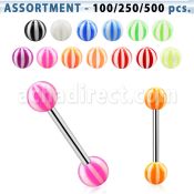 blk366 surtido piercings surtido barbells lengua acero quirurgico bolas acrilicas pelota playa 6mm 16mm al por mayor