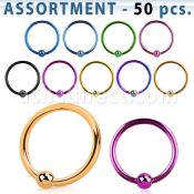 blk385 surtido piercings 50 aros bola presion acero quirurgico pvd 1mm bola 2 5mm distribuidor mayorista