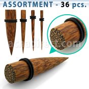 blk386 surtido piercings 36 expansores madera coco anillo goma distribuidor mayorista